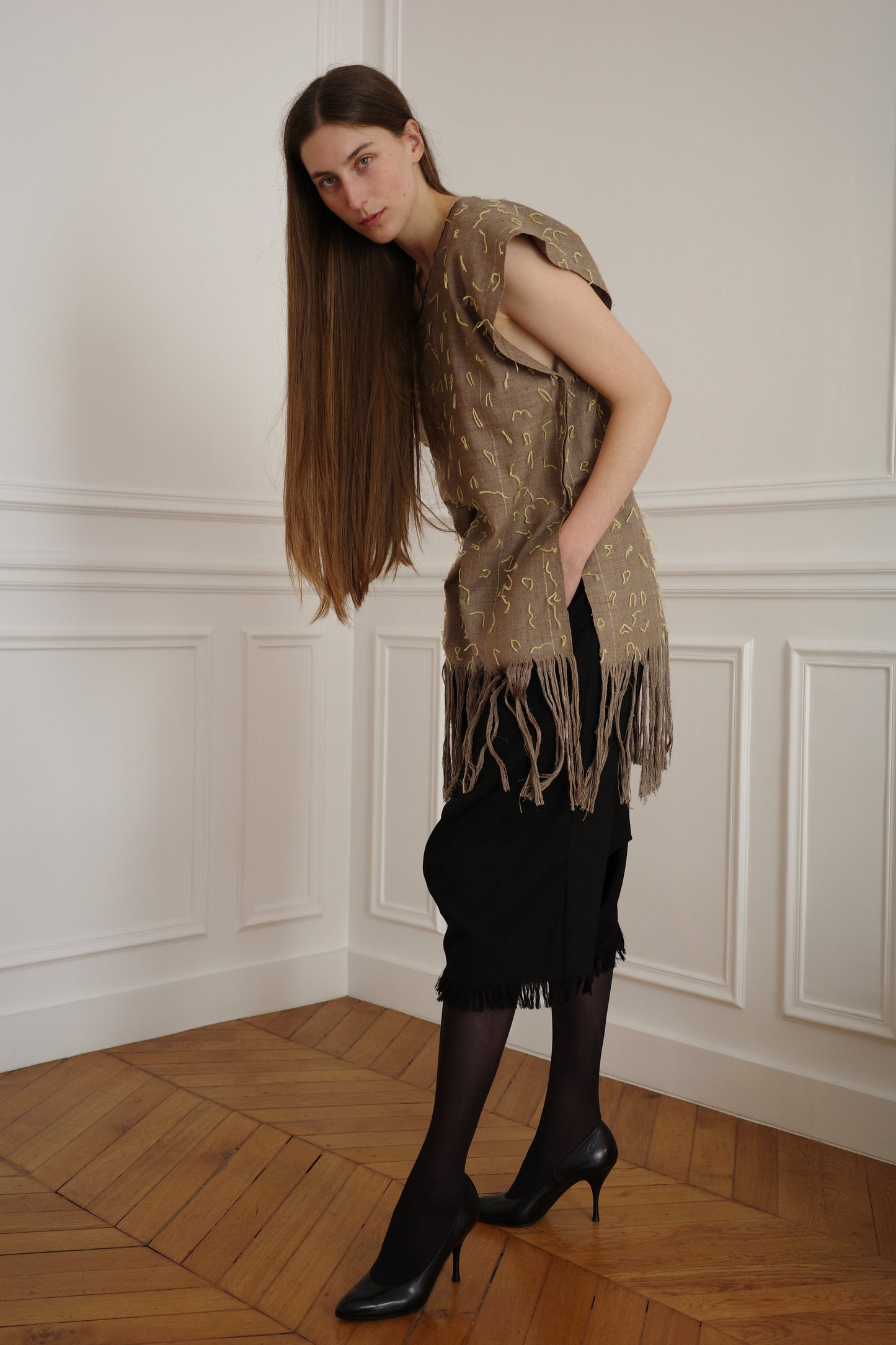 DRIES VAN NOTEN — Handwoven Silk Tunic, 1990s